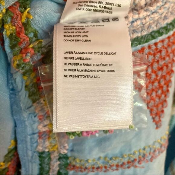 FARM Rio NWT Embroidered Pineapple Maxi Dress Beaded Tassel Linen Blue Size S - Picture 15 of 16